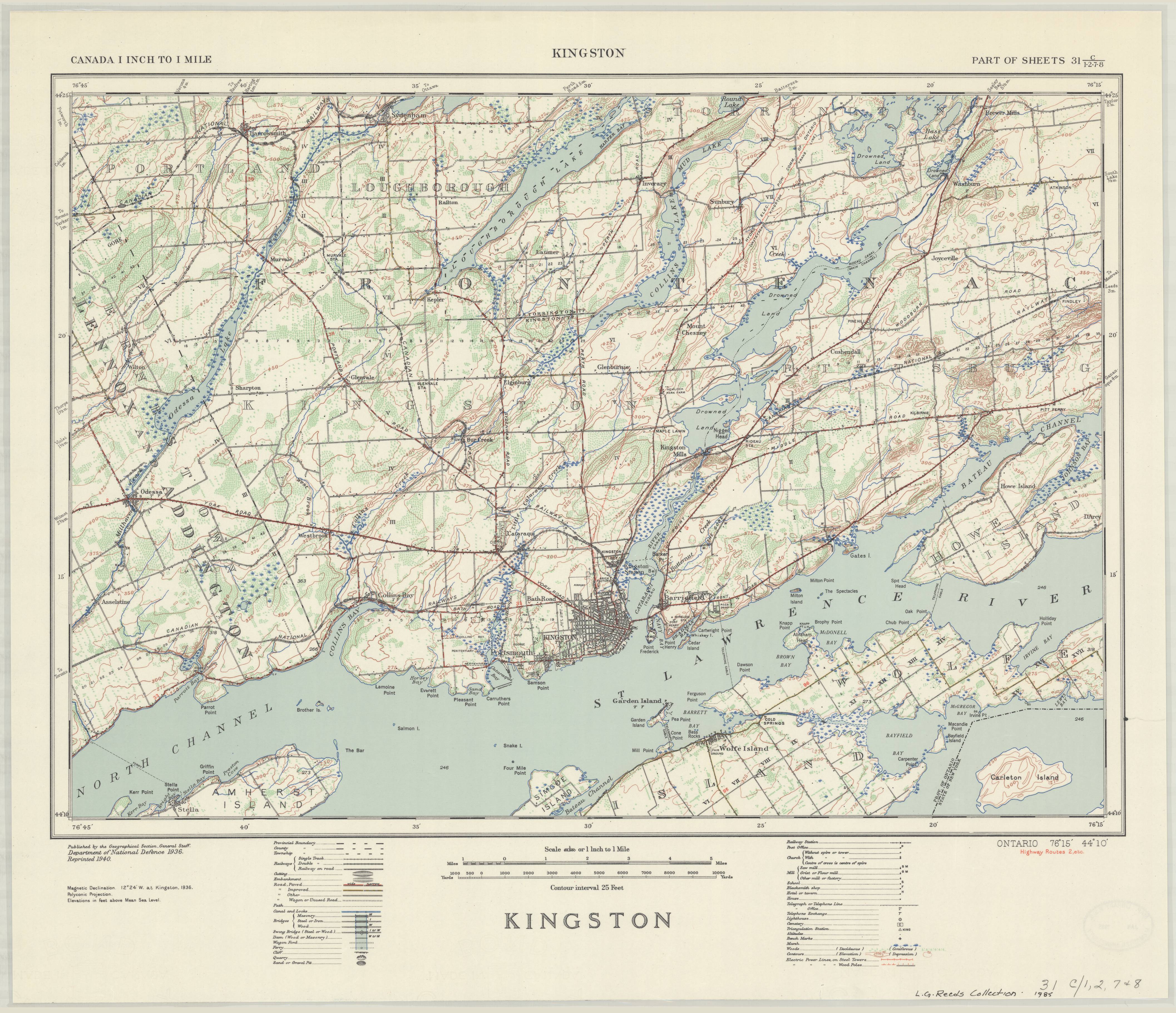 Kingston Ontario 1 63 360 Map Sheet 031C01 C02 C07 C08 Ed 1 1940   031C01 C02 C07 C08 1940 