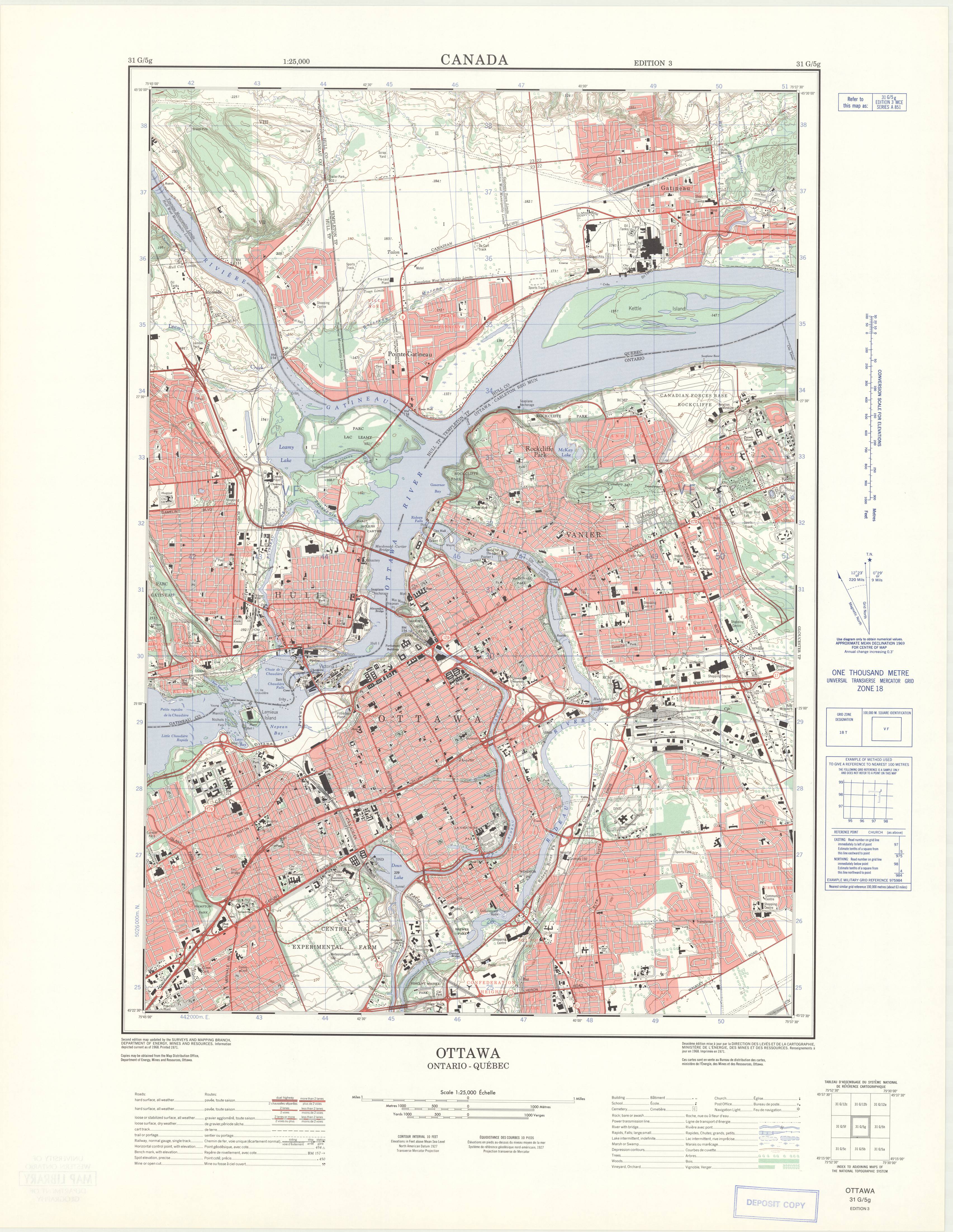 Ottawa Ontario 1 25 000 Map Sheet 031G05G Ed 3 1971   031G05g 1971 